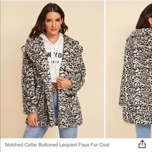Snow leopard faux fur coat